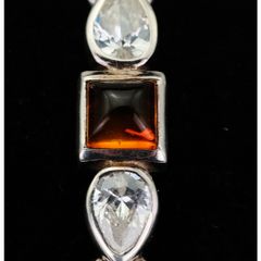 Sterling Silver Gemstone Amber Bangle Bracelet