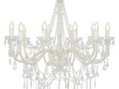 Chandelier with Beads White 12 x E14 Bulbs