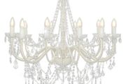 Chandelier with Beads White 12 x E14 Bulbs