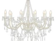 main image for ad Chandelier with Beads White 12 x E14 Bulbs