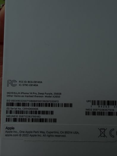 iPhone 14Pro, 256Mb