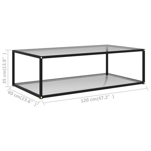 Tea Table Transparent 120x60x35 cm Tempered Glass