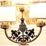 Brass Ecclesiastical Candelabra Electrified Table Lamp Florentine Shades Image 4