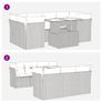 7 Piece Garden Sofa Set with Cushions Grey Poly Rattan Acacia Image 8