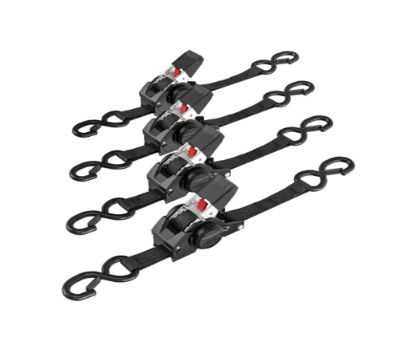 4 Pce Retractable Ratchet Straps Tie Downs 2.5CM x 3M 800kg Break Strength
