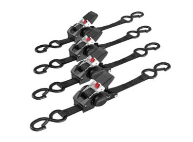 4 Pce Retractable Ratchet Straps Tie Downs 2.5CM x 3M 800kg Break Strength