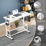 Mobile Standing Desk with Integrated UK Power Outlets & USB Ports, Height Adjustable (70-104cm) C-Shaped Rolling Laptop Table on Wheels for Home Office, Bedside, and Sofa, White Image 3