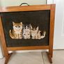 Cats needlepoint firescreen with mahogany surround Image 2
