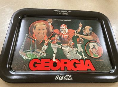 Coca Cola Metal Tray Georgia Bulldog 1981