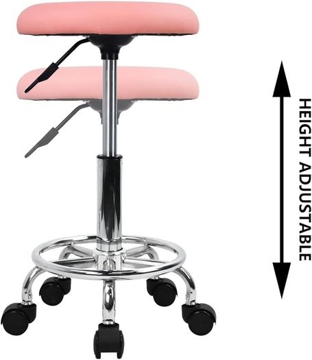 Swivel Rolling Stool Height Adjustable PU Leather Cushion Salon Vanity Massage Office Stool Chair Small