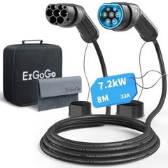 Type 2 Charging Cable, 32A / 7.2kW / 1 Phase / 8 Meter/Mode 3, Type 2 to Type 2 EV Charging Cable Facilitates Fast Charging for Electric Vehicles