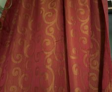 Red and gold long curtains