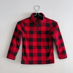Pre Owned Place Black + Red Fleece Half Zip Jumper