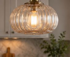 Ribbed glass pendant light shade.