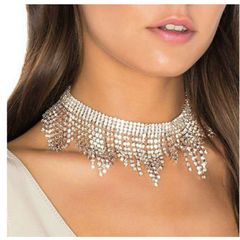 Luxury Bridal  Tassel Collar Choker Necklace Set