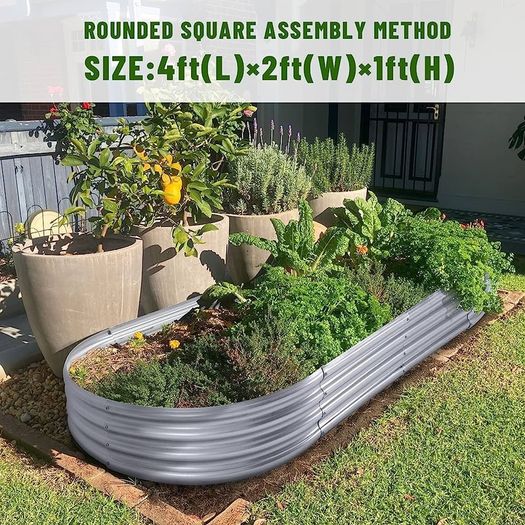 Guard Galvanized Raised Garden Bed Kit, Galvanized Planter Garden Boxes Outdoor, Oval Large Metal for Vegetables