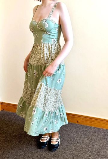 Green Floral Patchwork Maxi Dress - Size  M / 38 / 10