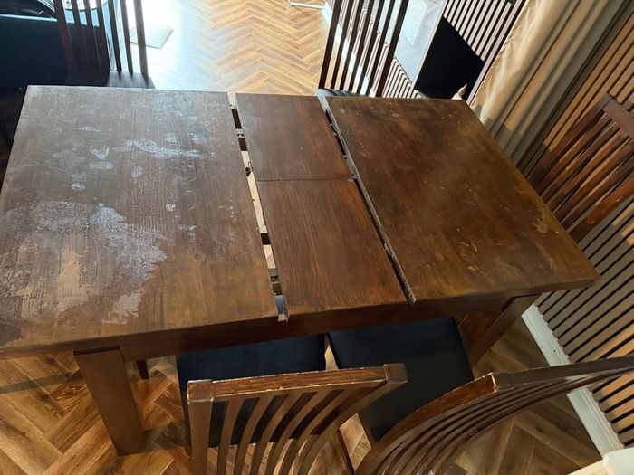 Extendable Dark Wood Dining Table and Chairs Upcycling / DIY Project