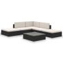 6 Piece Garden Lounge Set with Cushions Poly Rattan Black Image 2