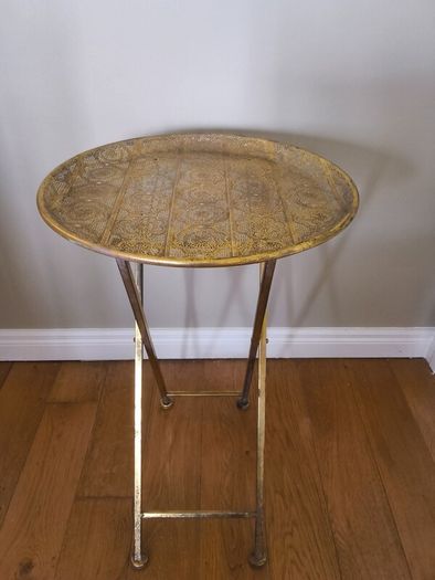 Moroccan Style Gold Filigree  Folding Side Table