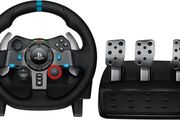 G29 Driving Force Racing Wheel and Floor Pedals, Real Force Feedback, Stainless Steel Paddle Shifters, Steering Wheel Cover for PS5, PS4, PC, Mac - Black