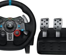 G29 Driving Force Racing Wheel and Floor Pedals, Real Force Feedback, Stainless Steel Paddle Shifters, Steering Wheel Cover for PS5, PS4, PC, Mac - Black
