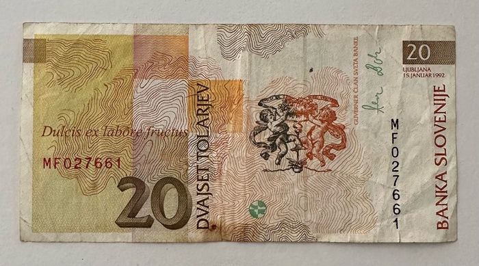 Slovenia 20 Tolarjev 1992 Banknote