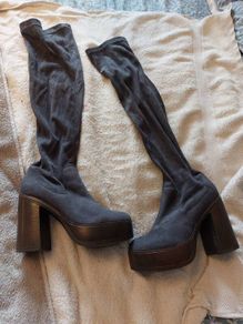 Knee High Grey Suede Boots