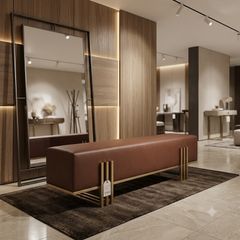 Aurora Luxury Bench  180cm Gold Frame Upholstered Bench
