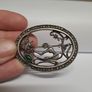 Vintage Marcasite & Green Cabochon Brooch Image 2