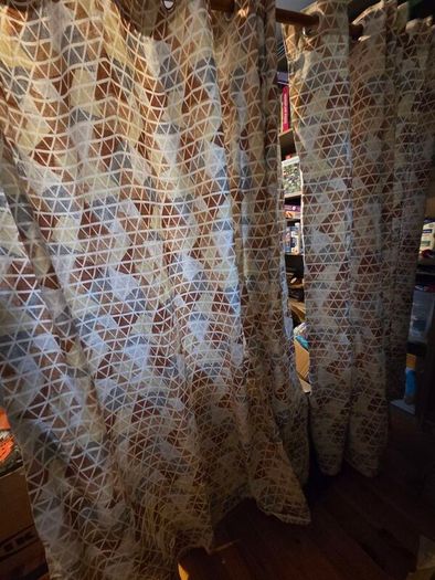 Harry Corry Geometric Lined Eyelet Curtains 2 Matching Pairs
