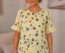 Primark Yellow Floral Broderie Top Size 10 NWT