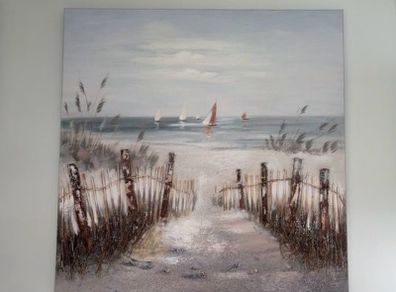 Large Coastal Beach Path Canvas 3ft x 3ft