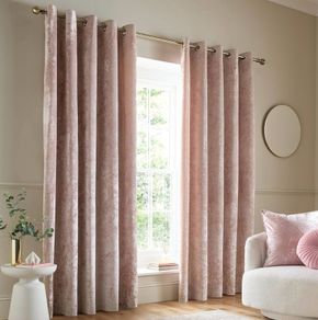 4 panels Luxury Blackout Crushed Velvet Curtains Blush Pink