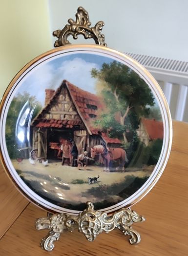 Village Life Edwardian Fine China Plate Village Life A Series of 4 Scenes Washing Day Painted by Elisabeth Paetz-Kalich Collectors Plate
