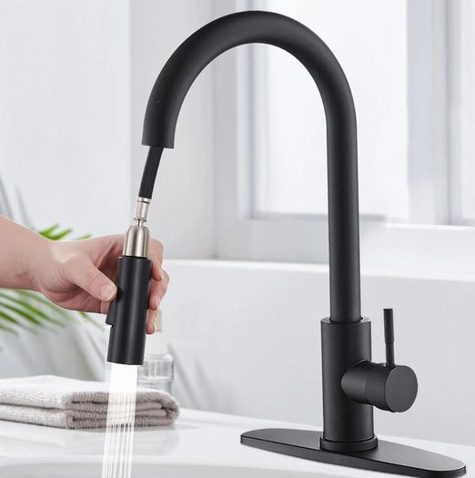 Stainless steel kitchen tap black.
