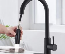 Stainless steel kitchen tap black.
