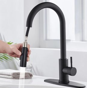 Stainless steel kitchen tap black.