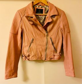 Pink Leather Biker Jacket
