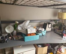 Loft bed with office desk beneath includes thick sprung mattress, very comfortable, frame can be fixed to the wall