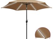 Parasol with LED Lights and Aluminium Pole 300 cm Taupe