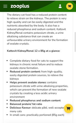Kattovit renal cat food - wet food 85g can