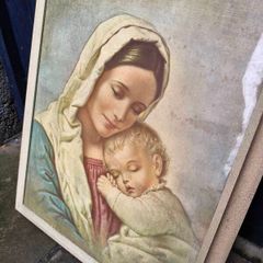 Vintage Madonna &Child Framed Picture