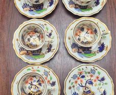 Japanese-inspired Imari pattern with cobalt blue, red, and gold gilding china