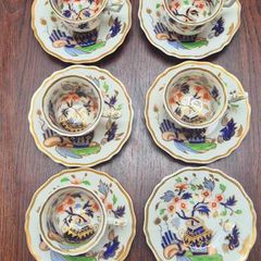 Japanese-inspired Imari pattern with cobalt blue, red, and gold gilding china