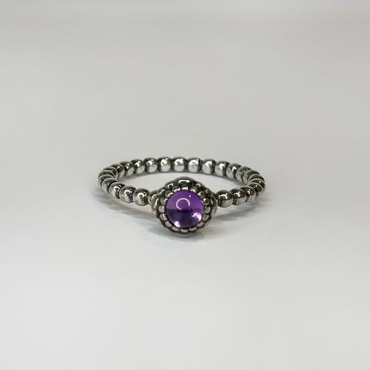 Pandora Sterling Silver Ring with Cabochon Amethyst