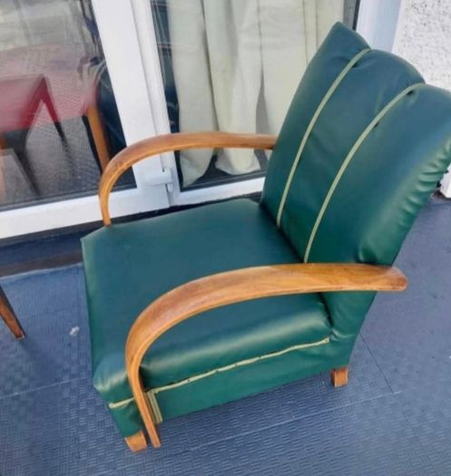 Art Deco restored Vintage 1930s Bentwood fireside chair in faux leatherette