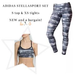 ADIDAS STELLASPORT SEt  XS top&tights   NEW and a bargain!