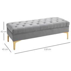 Bench Seat, Entryway Shoe Bench with Button Tufted for Bedroom, Grey