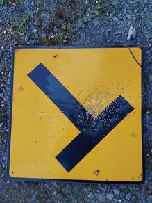 Old aluminium Irish road sign